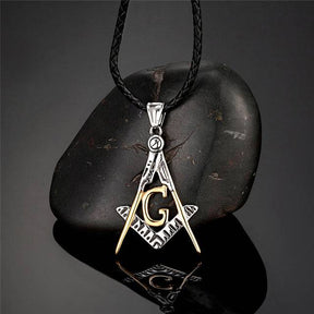 Master Mason Blue Lodge Necklace - Stainless Steel Square and Compass