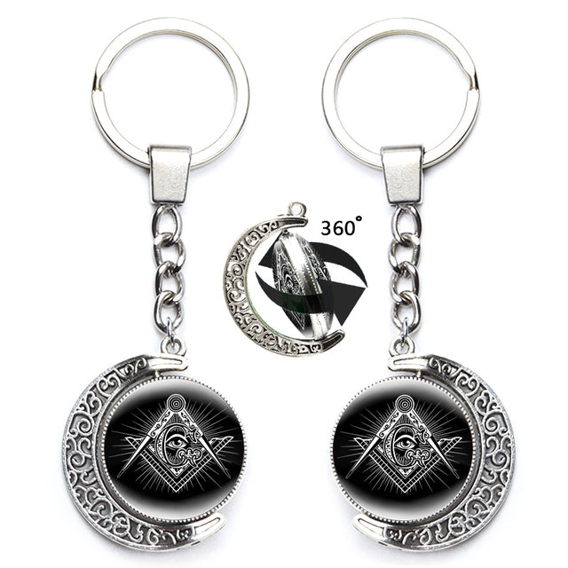 Master Mason Blue Lodge Keychain - 360° Square and Compass G All Seeing Eyes Various Designs - Bricks Masons