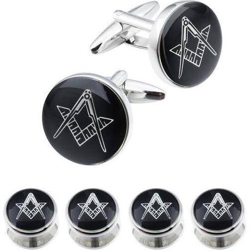 Master Mason Blue Lodge Tuxedo Stud - Gold or Silver 4, 6 Pieces Set