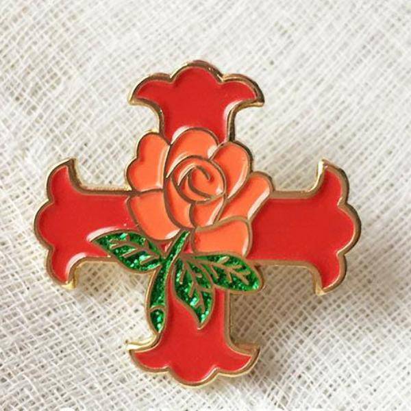 Red Cross of Constantine Lapel Pin - Rose