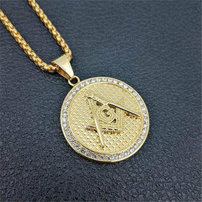 Master Mason Blue Lodge Necklace - Square Compass G Zirconia