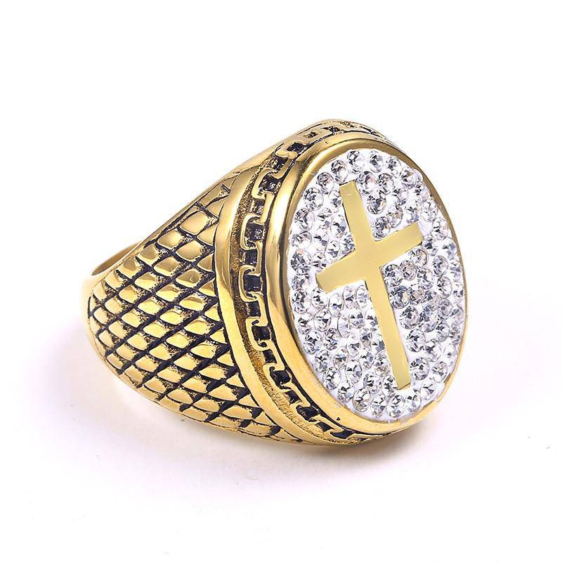 Knights Templar Commandery Ring - Cross Zirconia Signet Oval