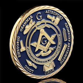 Master Mason Blue Lodge Coin - 14K Gold Plated A Brotherhood of Man Under the Fatherhood of God