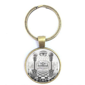 Master Mason Blue Lodge Keychain - 25mm Zinc Alloy