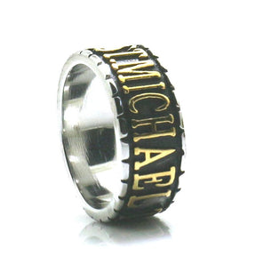 Knights Templar Commandery Ring - St. Michael The Archangel Pray For Us Golden & Silver