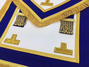 Provincial English Regulation Apron - Royal Blue with Gold Fringe - Bricks Masons