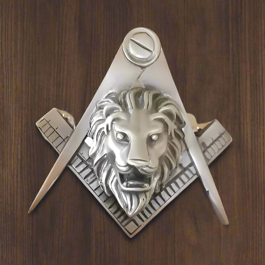 Master Mason Blue Lodge Pin - Square & Compass With Lion's Head