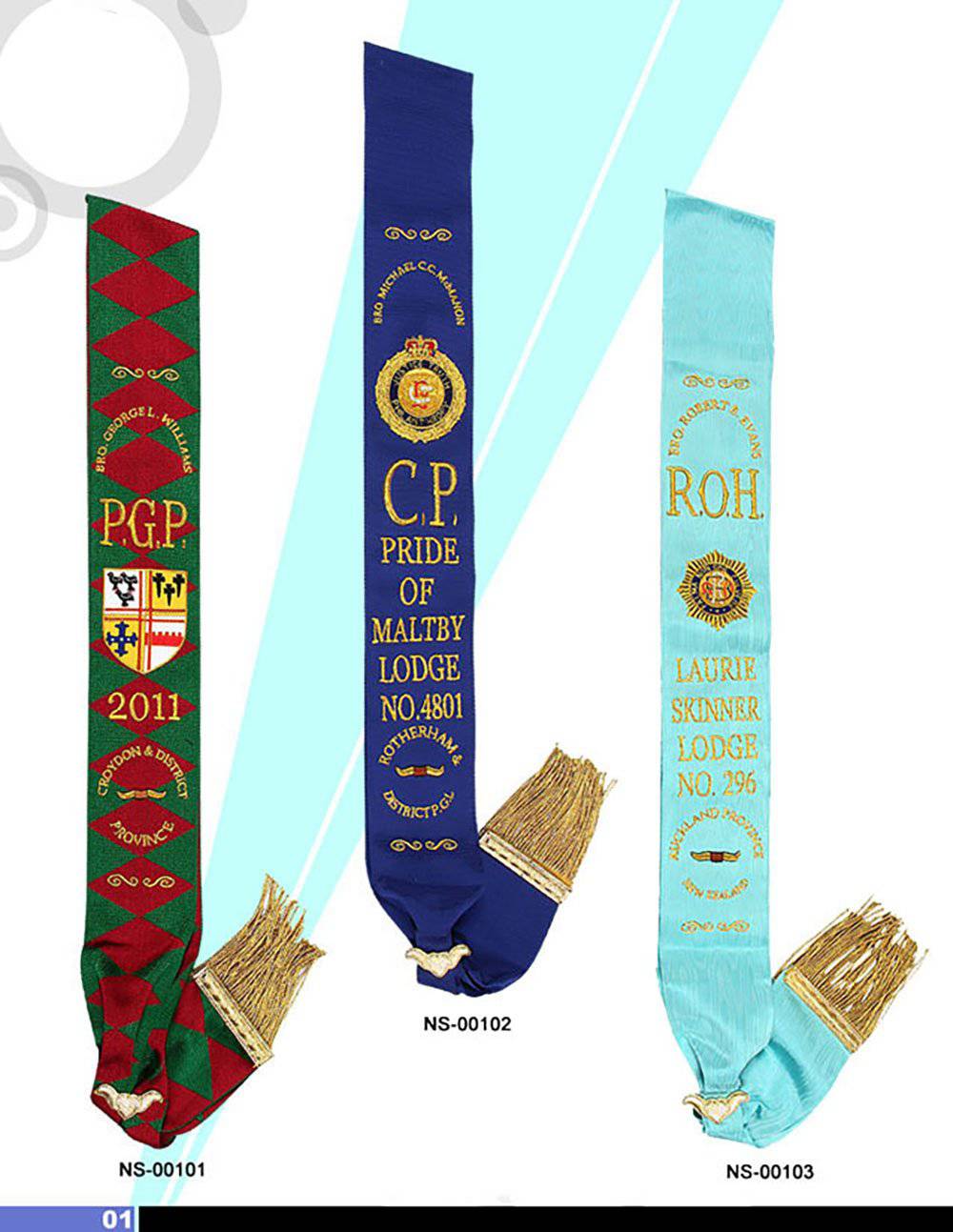 R.A.O.B. Sash - Various Degrees - Bricks Masons