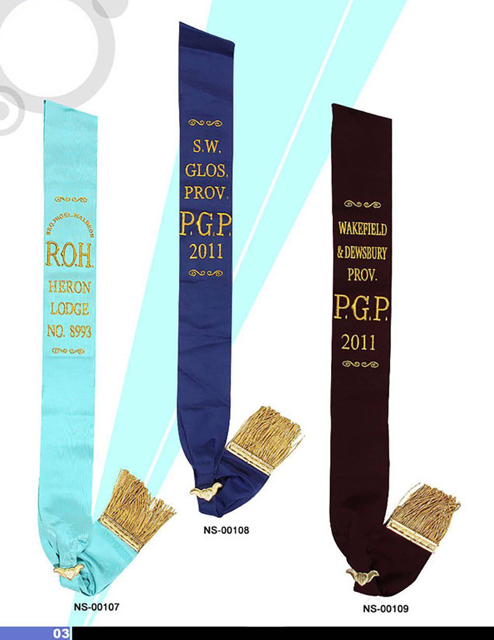 R.A.O.B. Sash - Various Degrees - Bricks Masons