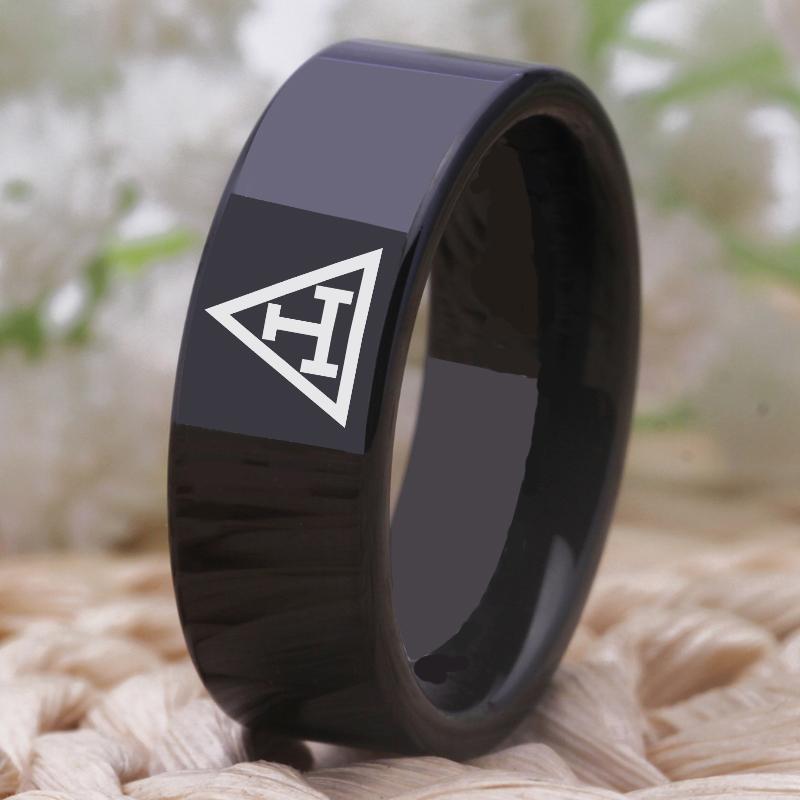 Royal Arch Chapter Ring - Black Tungsten Personalizable - Bricks Masons