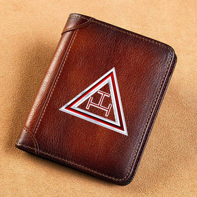 Royal Arch Chapter Wallet - GENUINE LEATHER & Credit Card Holder Brown - Bricks Masons