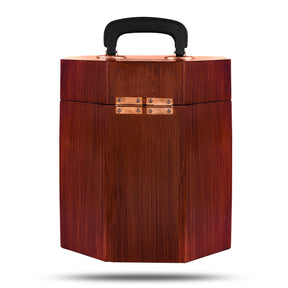 Shriners Fez Case - Textured Wood With Red Velvet Interior - Bricks Masons