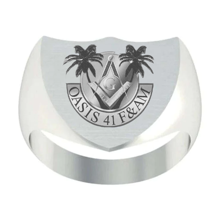 Master Mason Blue Lodge Ring - 925 Sterling Silver Oasis 41 F&M Lodge - Bricks Masons