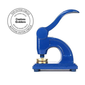 Council Seal Press - Long Reach Blue Color With Customizable Stamp - Bricks Masons