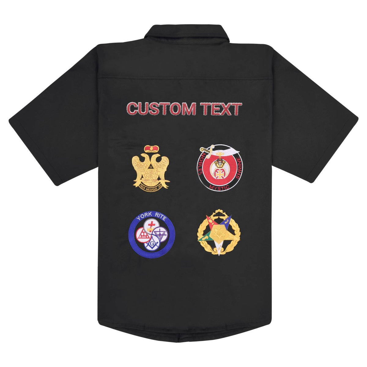 Master Mason Blue Lodge T-Shirt - York Rite Emblems With Customizable Text Cotton - Bricks Masons