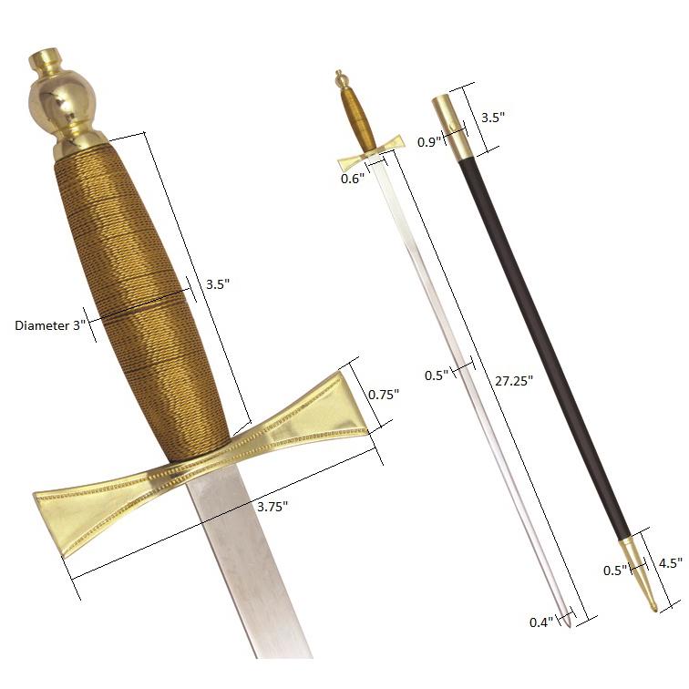 Universal Sword - Brown Gold Hilt and Black Scabbard - Bricks Masons