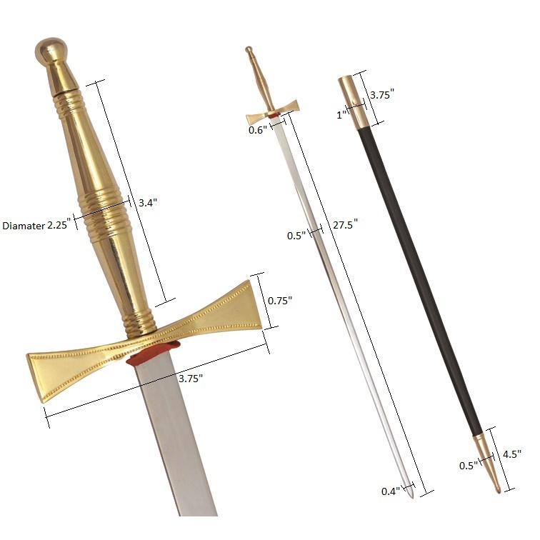 Universal Sword - Gold Hilt and Black Scabbard - Bricks Masons