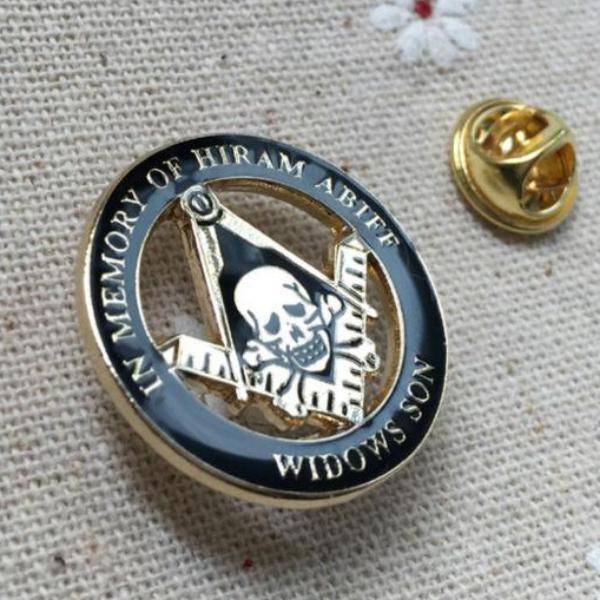 Widows Sons Lapel Pin - In Memory of Hiram Abiff - Bricks Masons