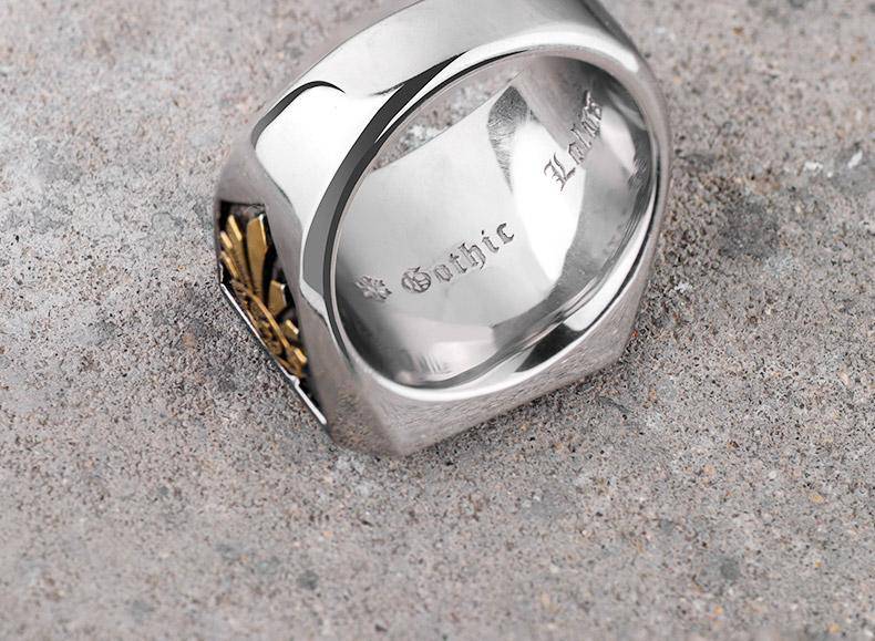 Widows Sons Ring - Gothic Skull and Bones Moon Sun - Bricks Masons