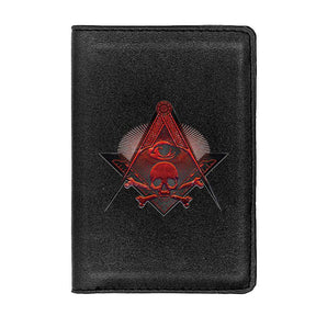 Widows Sons Wallet - Skull and Bones PU Leather Passport & Credit Card Holder (Black/Brown) - Bricks Masons