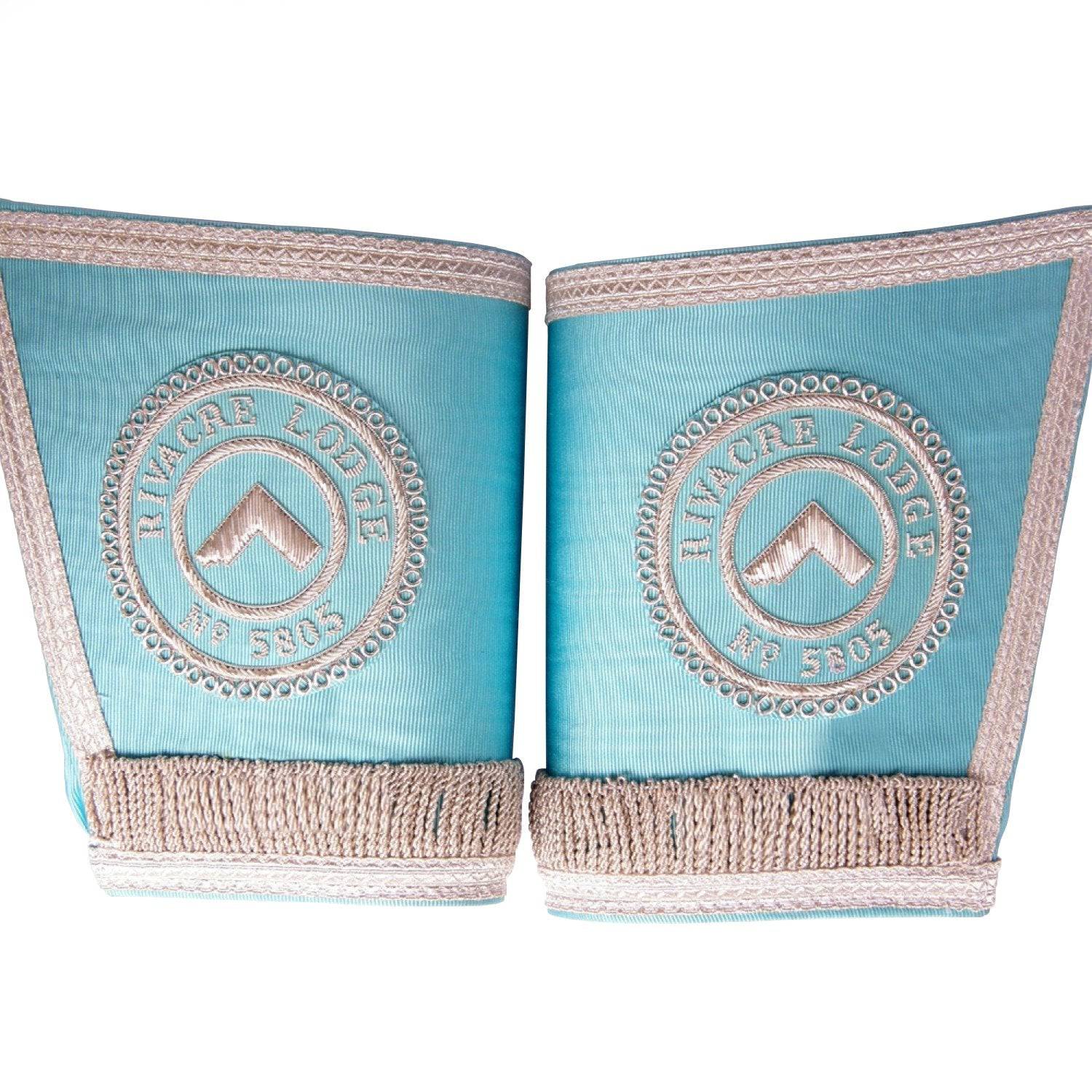 Worshipful Master Craft Cuff - Sky Blue Hand Embroidery - Bricks Masons