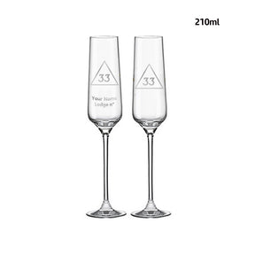 33rd Degree Scottish Rite Champagne Flute - 2 Pieces Set - Bricks Masons