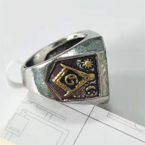 Widows Sons Ring - Silver with Gold Skull - Bricks Masons