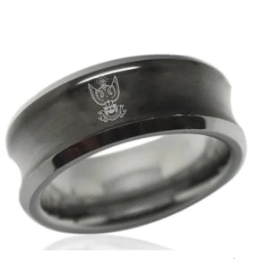 33rd Degree Scottish Rite Ring - Wings Up Black Concave Tungsten - Bricks Masons