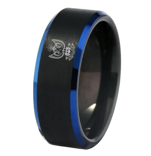 33rd Degree Scottish Rite Ring - Wings Up Black Stone Color - Bricks Masons