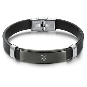 Shriners Bracelet - Steel & Leather - Bricks Masons