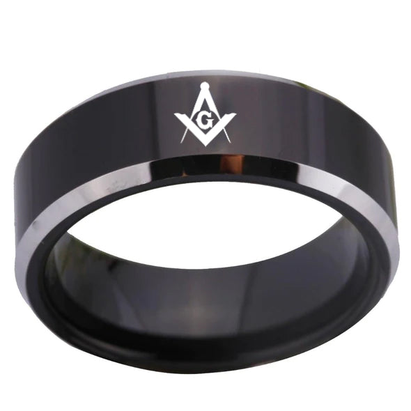 Master Mason Blue Lodge Ring - Black Tungsten - Bricks Masons