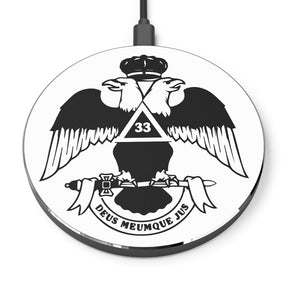 33rd Degree Scottish Rite Wireless Charger - Wings Down Black & White - Bricks Masons