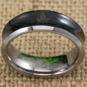 Past Master Blue Lodge California Regulation Ring - Black Silver Edges - Bricks Masons