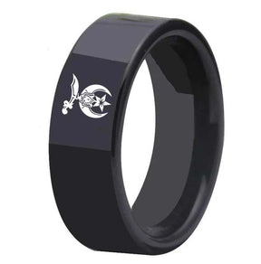 Shriners Ring - Black Tungsten - Bricks Masons