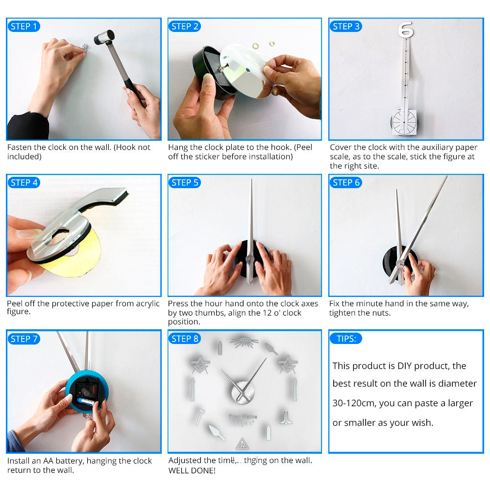 32nd Degree Scottish Rite Clock - Frameless Design - Bricks Masons