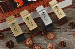 32nd Degree Scottish Rite Pen Holder - Wings Down Leather Brass - Bricks Masons