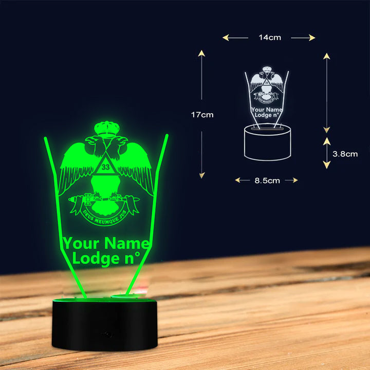 33rd Degree Scottish Rite LED Sign - Wings Down Various Colors - Bricks Masons