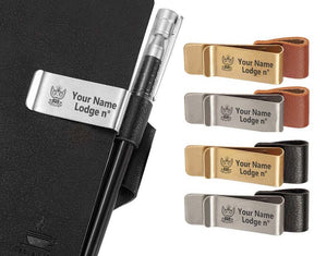 33rd Degree Scottish Rite Pen Holder - Wings Up Black & Brown Leather - Bricks Masons