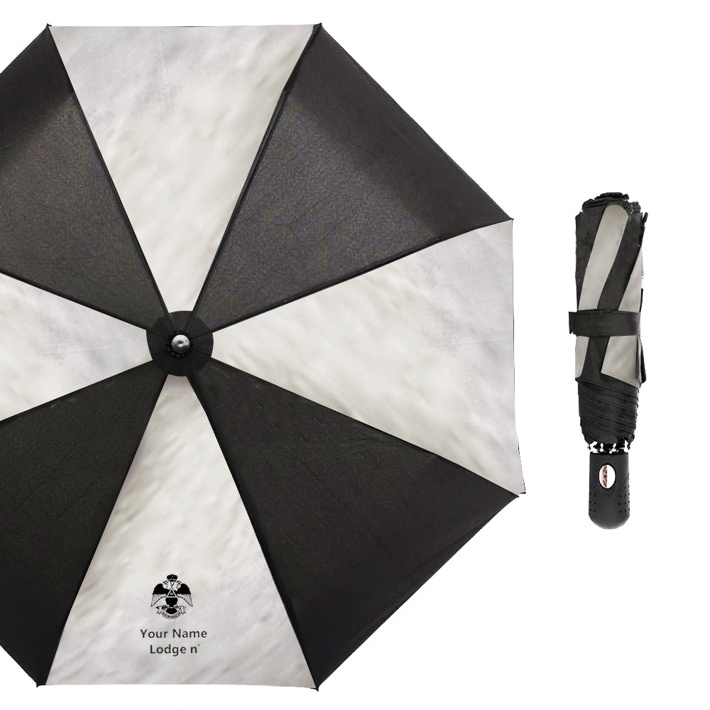 33rd Degree Scottish Rite Umbrella - Wings Down Three Folding Windproof - Bricks Masons