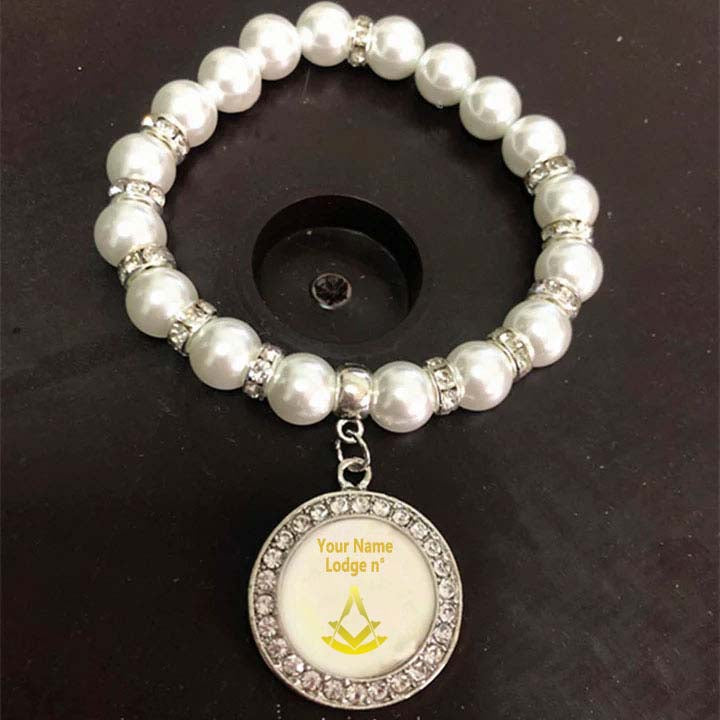 Past Master Blue Lodge Bracelet - Gold and White - Bricks Masons