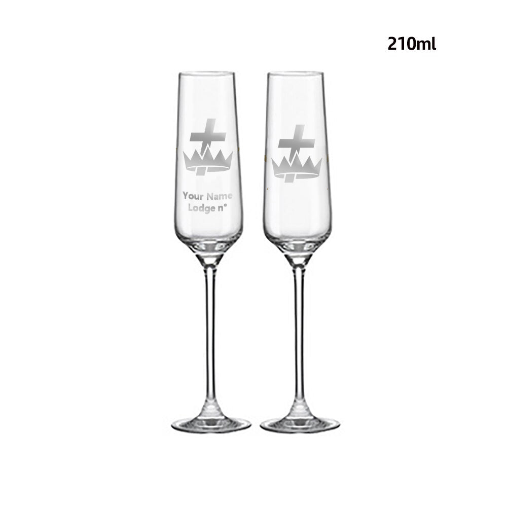 Knights Templar Commandery Champagne Flute - 2 Pieces Set - Bricks Masons