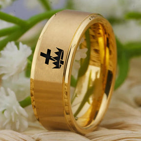 Knights Templar Commandery Ring - Gold Tungsten - Bricks Masons