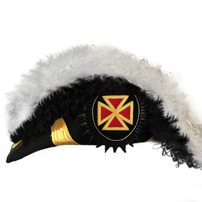 Grand Commander Knights Templar Commandery Chapeau - Black Underlayer Plumes - Bricks Masons