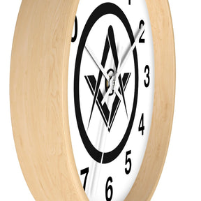 Master Mason Blue Lodge Clock - Square & Compass G Wooden Frame - Bricks Masons