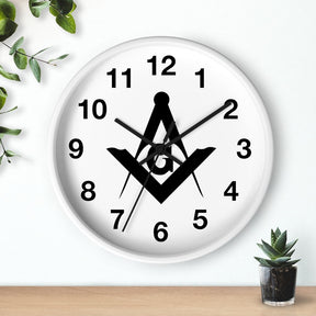 Master Mason Blue Lodge Clock - Wooden Frame Square & Compass G - Bricks Masons