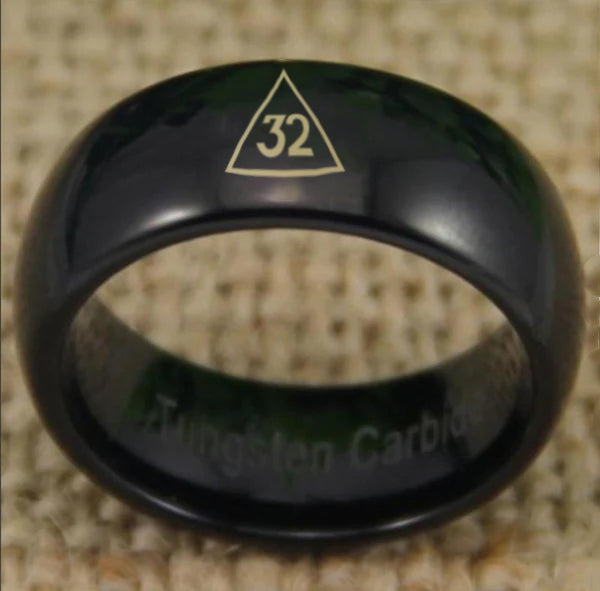 32nd Degree Scottish Rite Ring - Black Dome Tungsten - Bricks Masons