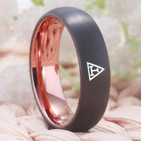 Royal Arch Chapter Ring - Gunmetal With Rose Gold Tungsten - Bricks Masons