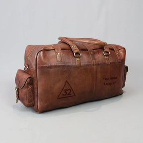 32nd Degree Scottish Rite Travel Bag - Conker Brown Leather - Bricks Masons