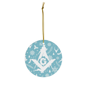 Master Mason Blue Lodge Christmas Ornament - Ceramic 2 Shapes - Bricks Masons