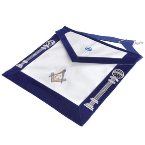 Master Mason Blue Lodge Apron - Royal Blue Velvet And White - Bricks Masons